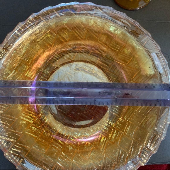 Vintage Fire King Peach Lustre basketweave bowl - Picture 6 of 8